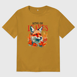 Футболка оверсайз мужская Лиса король листьев, цвет: горчичный