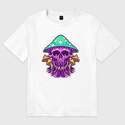 Футболка оверсайз мужская Mushroom skull, цвет: белый