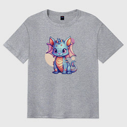 Мужская футболка оверсайз Cute dragon cat