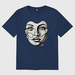 Футболка оверсайз мужская Лицо девушки, цвет: тёмно-синий