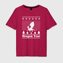 Футболка оверсайз мужская Sweater dragon year, цвет: маджента