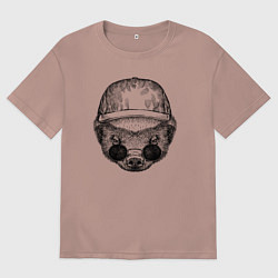 Мужская футболка оверсайз Медоед в кепке и очках