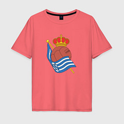 Футболка оверсайз мужская Real Sociedad fc club, цвет: коралловый