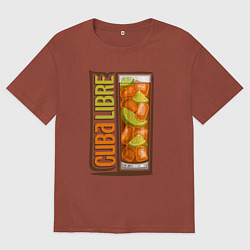 Футболка оверсайз мужская Куба либре, цвет: кирпичный