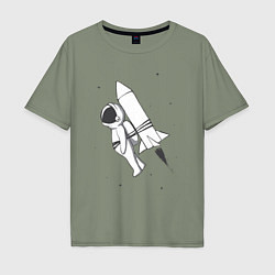 Мужская футболка оверсайз Полёт на ракете