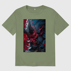 Футболка оверсайз мужская Японский монстр, цвет: авокадо