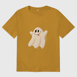 Футболка оверсайз мужская Привидение смешное, цвет: горчичный