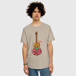 Футболка оверсайз мужская Peace guitar, цвет: миндальный — фото 2