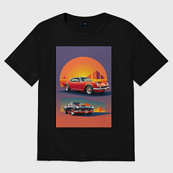 Футболка оверсайз мужская Ретро спорт кар, цвет: черный