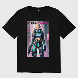 Футболка оверсайз мужская Cyber Barbie - fantasy - neural network, цвет: черный