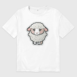 Футболка оверсайз мужская Грустная милая овечка, цвет: белый