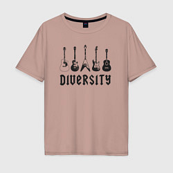 Мужская футболка оверсайз Разнообразие гитар