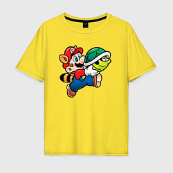 Футболка оверсайз мужская Марио несёт черепашку, цвет: желтый