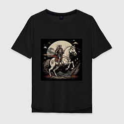 Мужская футболка оверсайз Рыцарь на коне под луной