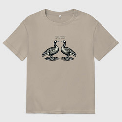 Футболка оверсайз мужская Гуси на хайпе, цвет: миндальный