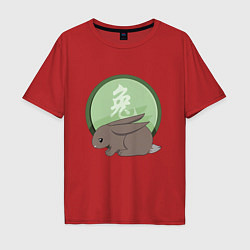 Мужская футболка оверсайз Год кролика на китайском