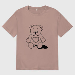 Мужская футболка оверсайз Влюбленный мишка с сердцем