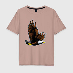 Футболка оверсайз мужская Летящий орёл, цвет: пыльно-розовый