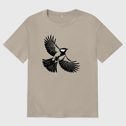 Мужская футболка оверсайз Синица трафарет