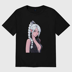 Футболка оверсайз мужская Шэдоухарт - серебрянные волосы, цвет: черный