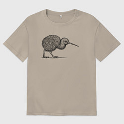 Мужская футболка оверсайз Птица киви в профиль