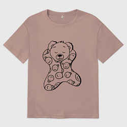 Мужская футболка оверсайз Спящий мишка в пижаме - раскраска