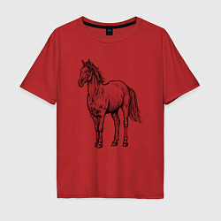 Мужская футболка оверсайз Лошадь стоит