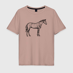 Мужская футболка оверсайз Лошадь стоит в профиль