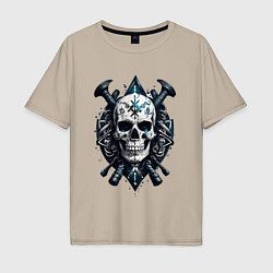 Мужская футболка оверсайз Татуированный череп викинга