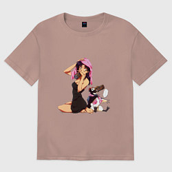 Футболка оверсайз мужская Мисато и Пен-Пен, цвет: пыльно-розовый