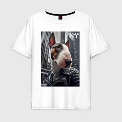 Мужская футболка оверсайз Dude bull terrier in New York - ai art
