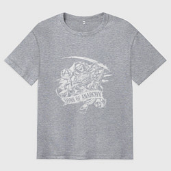 Футболка оверсайз мужская Логотип - сыны анархии, цвет: меланж