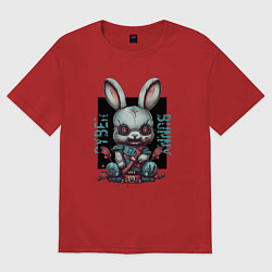 Мужская футболка оверсайз Киберпанк зайчик