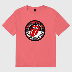 Футболка оверсайз мужская Rolling Stones established 1962, цвет: коралловый