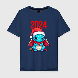 Футболка оверсайз мужская Милый дракончик 2024, цвет: тёмно-синий