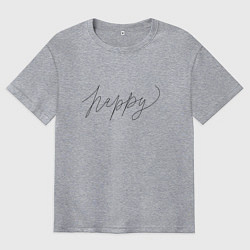 Мужская футболка оверсайз Леттеринг happy