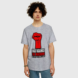Футболка оверсайз мужская Rage against the machine - fist, цвет: меланж — фото 2