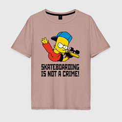 Мужская футболка оверсайз Барт Симпсон скейтбордист