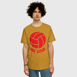 Футболка оверсайз мужская Volleyball my love, цвет: горчичный — фото 2