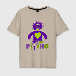 Мужская футболка оверсайз Cute but psycho inscription