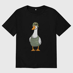 Футболка оверсайз мужская Гусь воин, цвет: черный