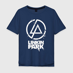 Футболка оверсайз мужская Linkin Park - white, цвет: тёмно-синий
