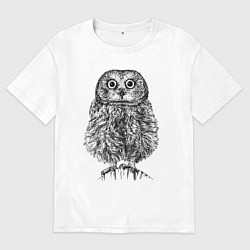 Футболка оверсайз мужская Сова удивилась, цвет: белый