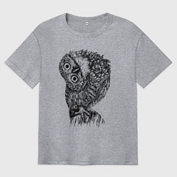 Мужская футболка оверсайз Сова смотрит боком