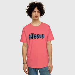 Футболка оверсайз мужская Depeche Mode - personal jesus logo, цвет: коралловый — фото 2