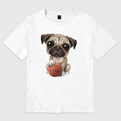 Мужская футболка оверсайз Мопс баскетболист