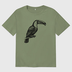 Мужская футболка оверсайз Тукан на жердочке