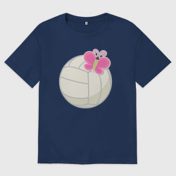 Футболка оверсайз мужская Волейбол и бабочка, цвет: тёмно-синий