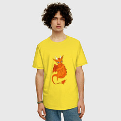 Футболка оверсайз мужская Оранжевый дракон, цвет: желтый — фото 2