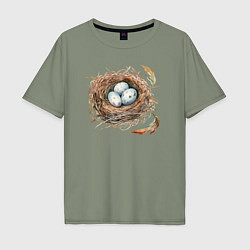 Мужская футболка оверсайз Гнездо с яйцами